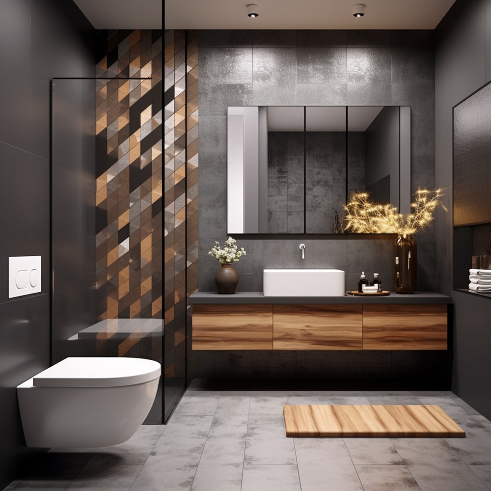 Luxury modern bathroom sink with sleek vanity, elegant faucet, and minimalist stone countertop